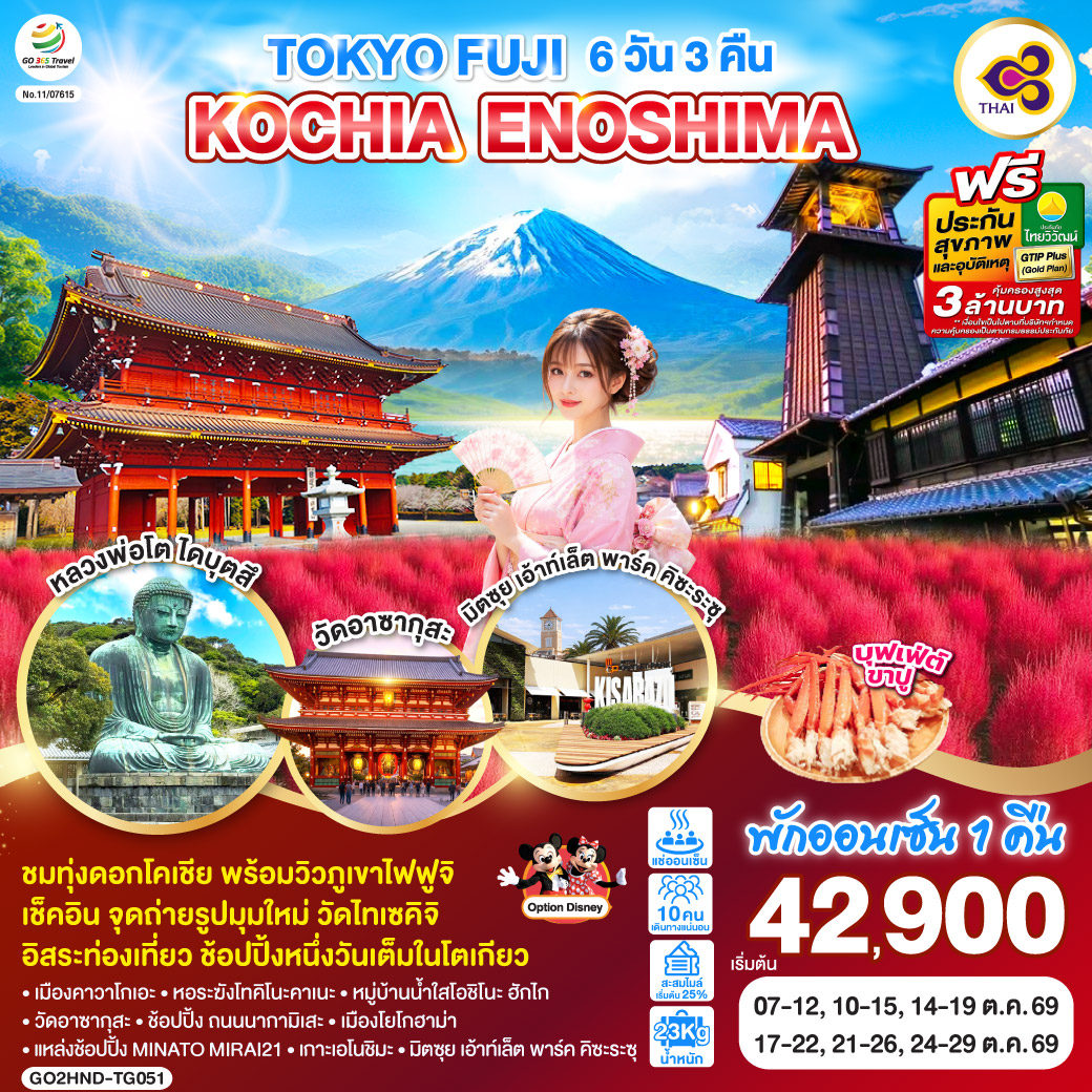 TOKYO FUJI KOCHIA ENOSHIMA 6D 3N  โดยสายการบินไทย [TG]